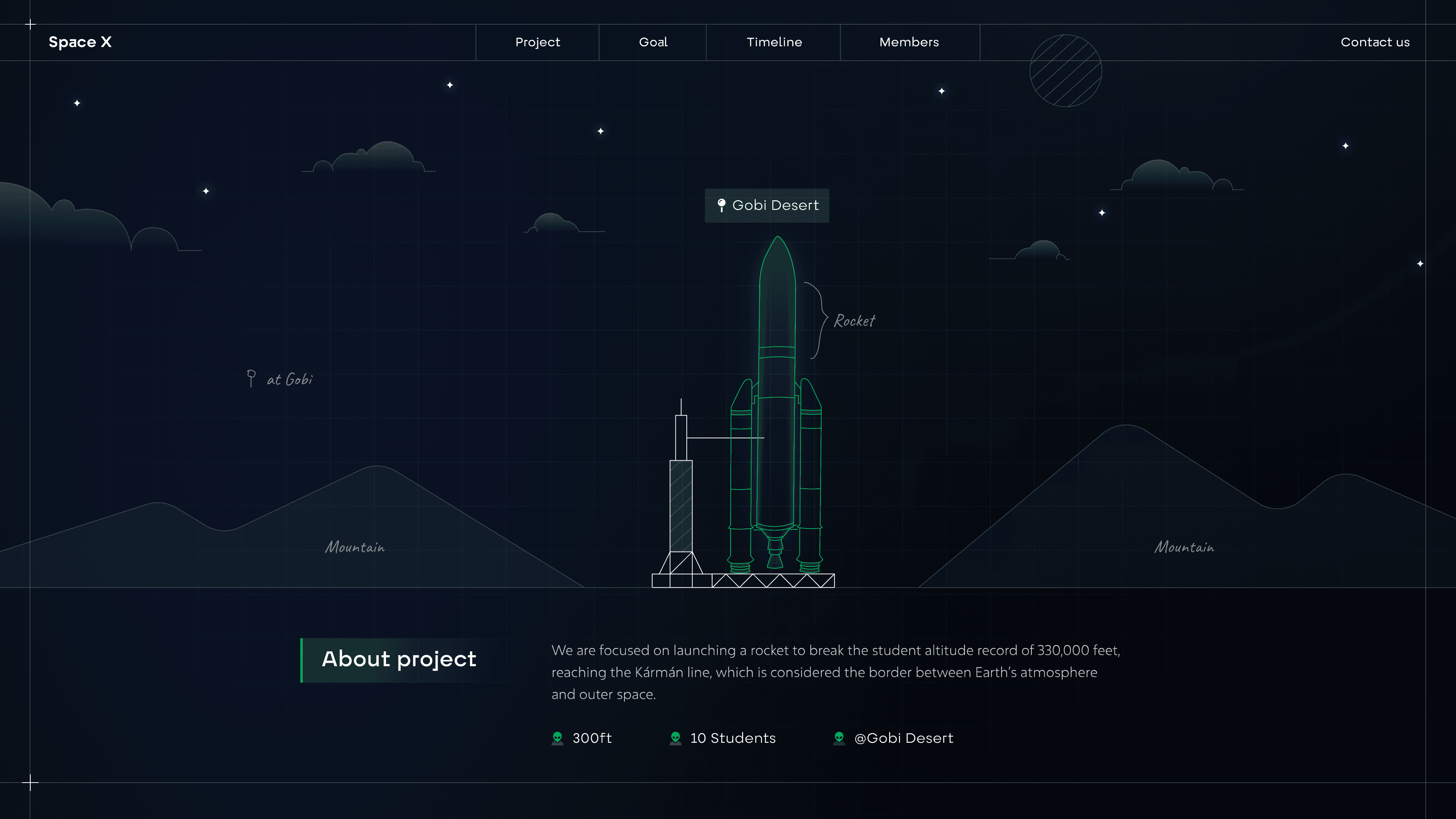 Landing section of the website